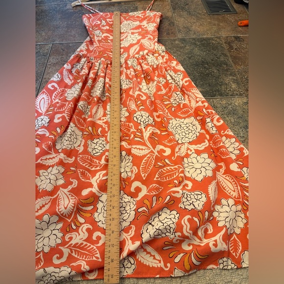 Zara drop waist printed midi dress coral orange size small - Picture 11 of 16